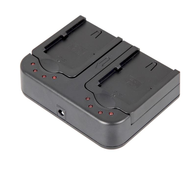 ayex Doppel-Ladegerät Twin Charger mit 2 Ladeschalen für Sony NP-F550, NP-FM50 Akkus