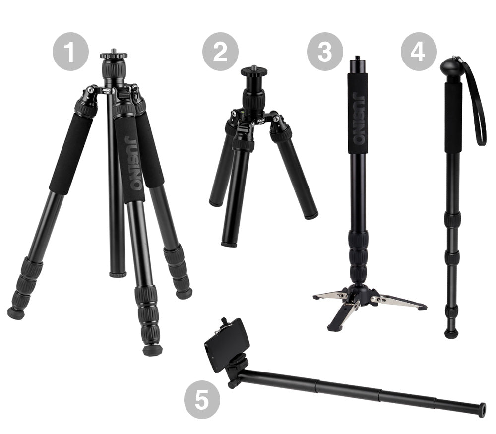 JUSINO TKQ-284 Systemstativ – wandelbares Reisestativ mit Monopod & Tischstativ