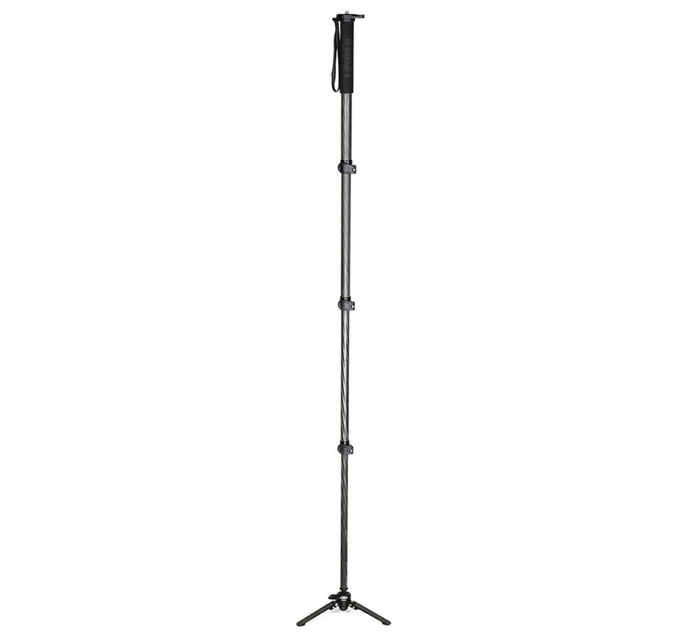 JUSINO Carbon Monopod mit abnehmbarem Fuß/Tischstativ Schnellspann-Clips bis 164cm/10kg VM-284EC