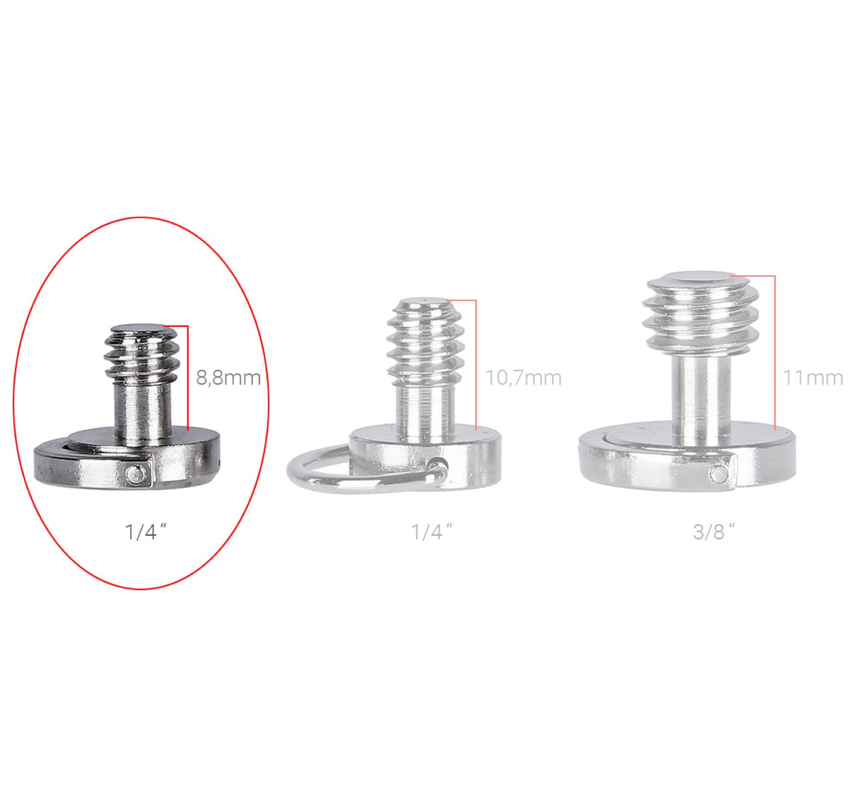 Klipschraube 1/4" Adapterschraube für Wechselplatte Kugelkopf Stativ