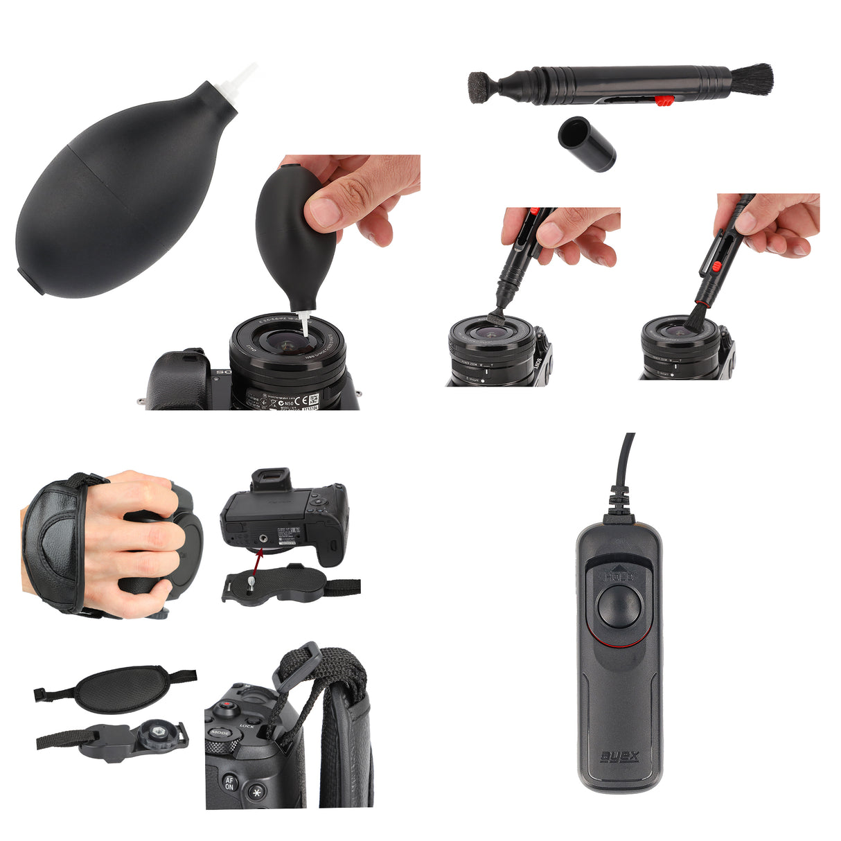 Zubehör Set für Canon N3 mit Fernauslöser AX-10 Blasebalg Handschlaufe Reinigungsstift