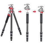 JUSINO Leichtes Karbon Fotostativ mit Kugelkopf Stativ bis 130cm 15kg AF-284C FGS-36