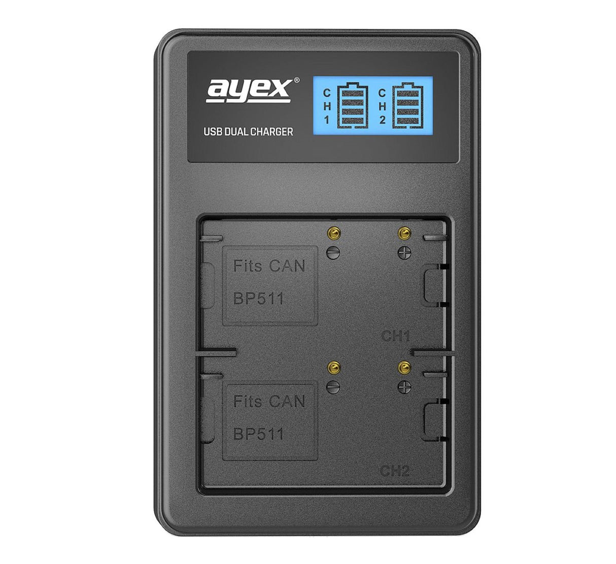 ayex Power Set mit 2x BP-511A Akku + 1x USB Dual Ladegerät für z.B. Canon 300D 50D 1D D60