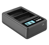 USB Dual Ladegerät für Nikon EN-EL3e Akkus beleuchtetes Display Ladestandanzeige
