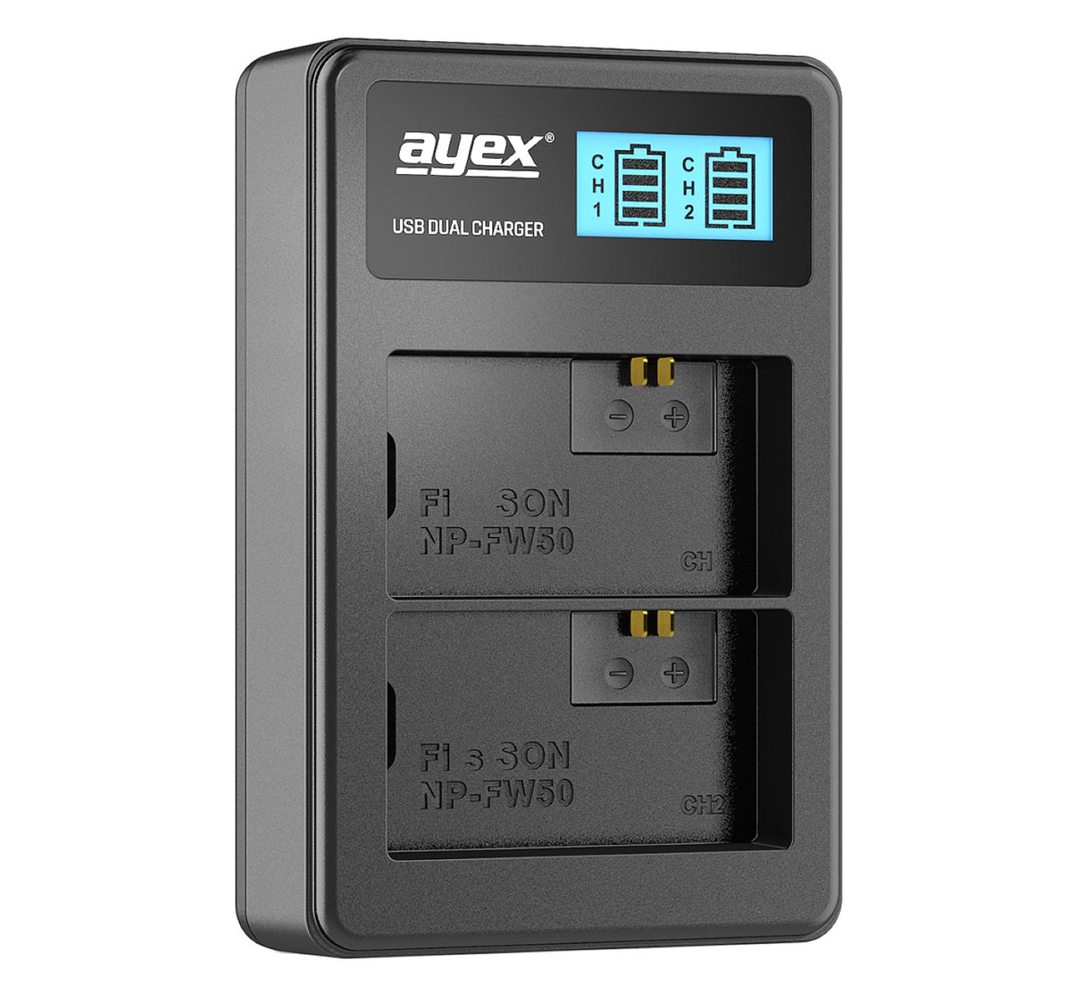 ayex Power Set mit 2x NP-FW50 Akku für Sony + 1x USB Dual Ladegerät