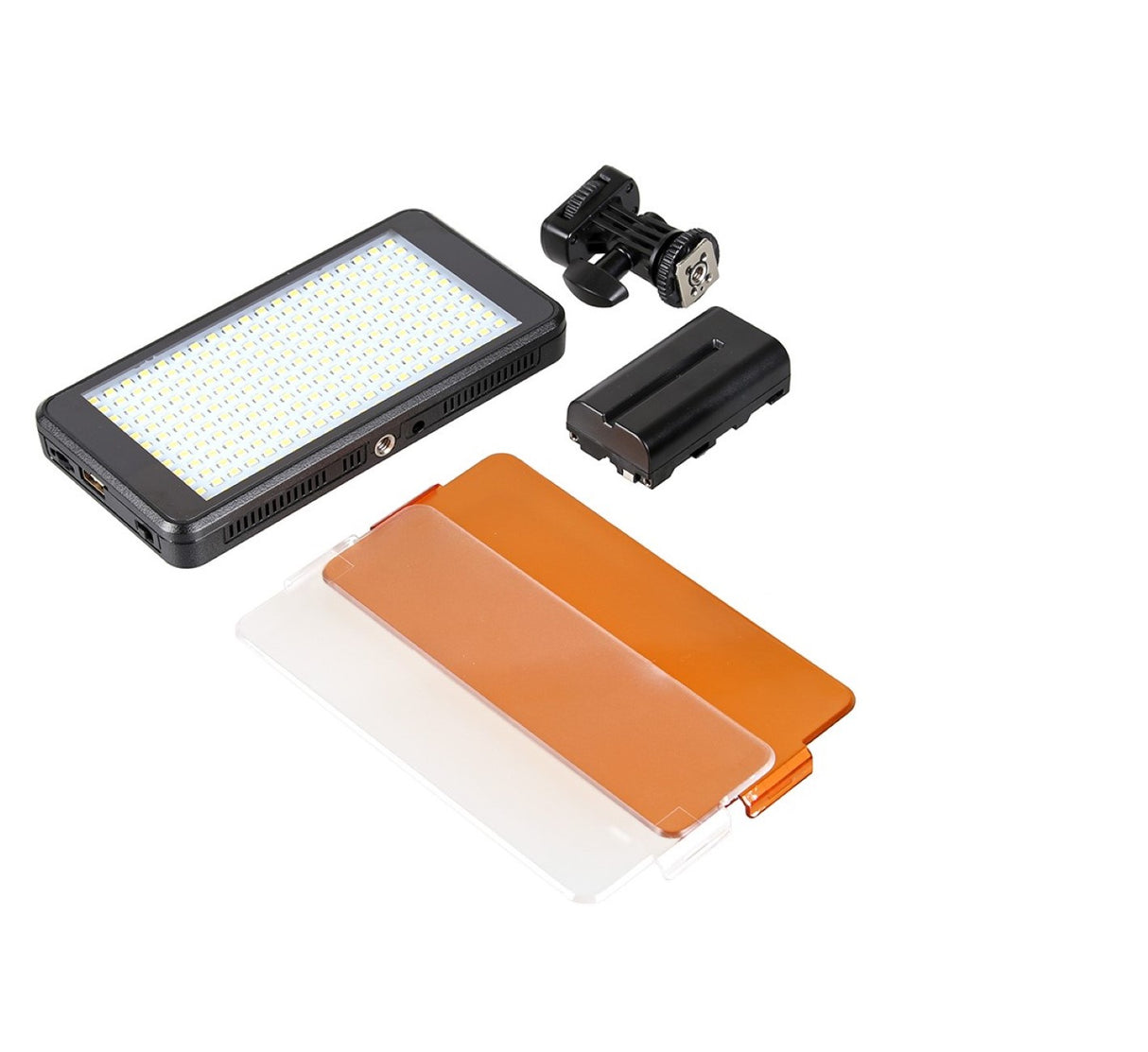 Videoleuchte mit 228 LEDs und Power Bank Funktion und Diffusoren