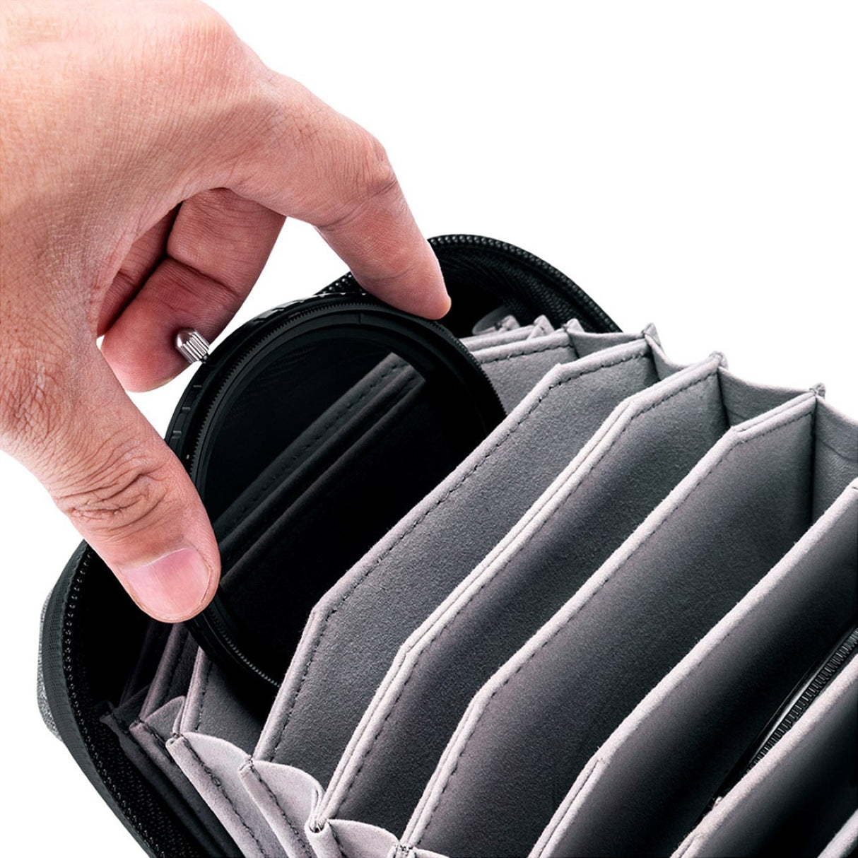 Filtertasche für 10 Filter bis 95mm Durchmesser Grau