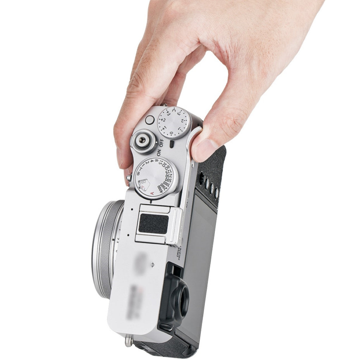 Kamera Handgriff Thumbs Up für zB. Fujifilm X100VI X-E4 X-E3 Sicherer Halt & Komfort Silber