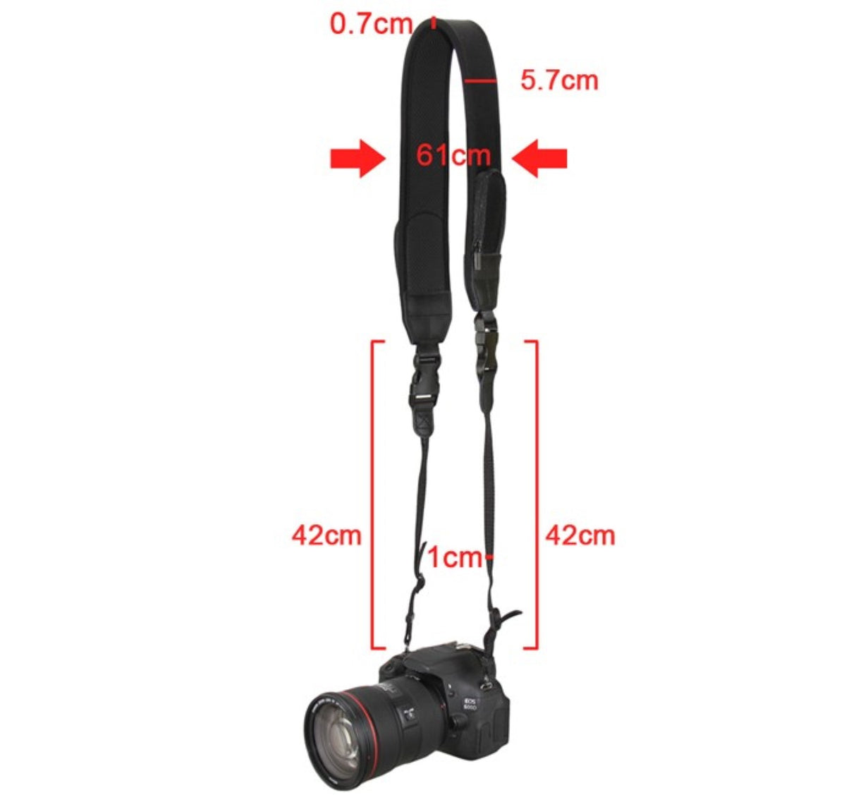 Neopren-Kameragurt verstellbar für DSLR & spiegellose Kameras mit Reißverschlusstaschen