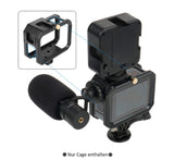 Schutzgehäuse Schutzrahmen Cage Passend für GoPro Hero 9 10 & 11 2 Hot-Shoe-Anschlüsse Schieberahmen Aluminium