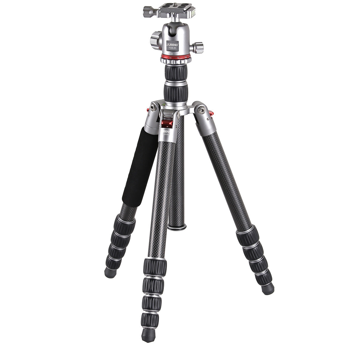 JUSINO Vielseitiges Karbon Tripod mit Monopod-Funktion bis 158cm 8kg + Kugelkopf TK-2535C FGS-30