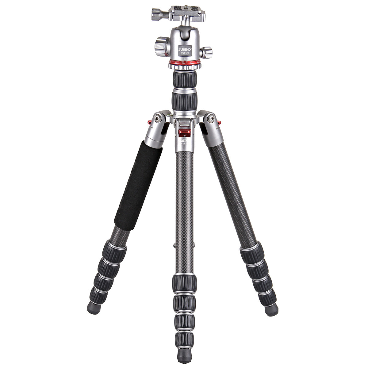 JUSINO Vielseitiges Karbon Tripod mit Monopod-Funktion bis 158cm 8kg + Kugelkopf TK-2535C FGS-30