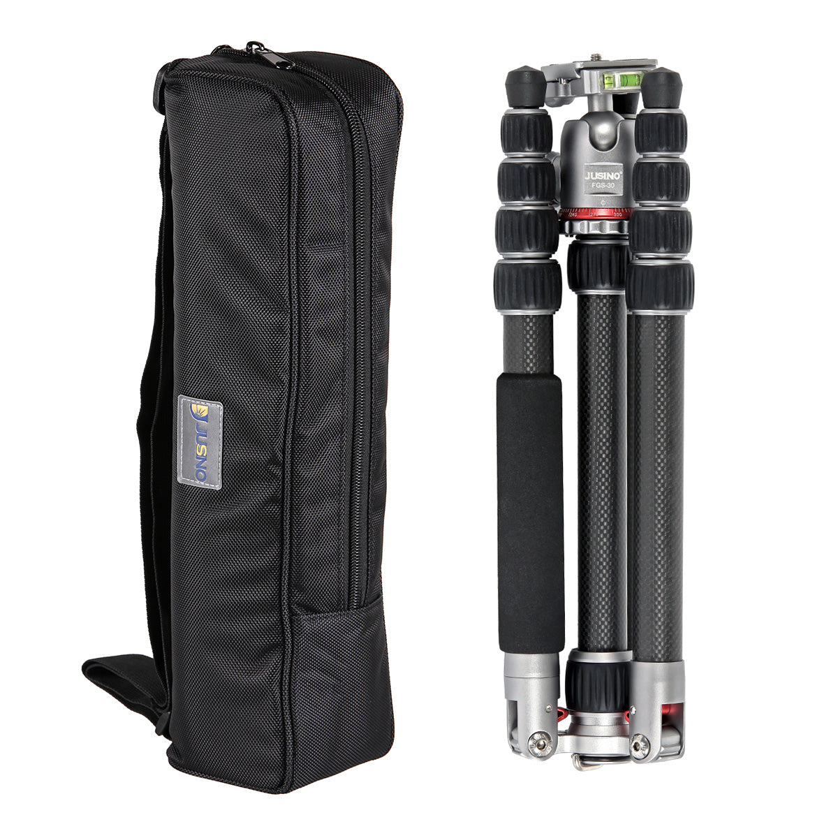 JUSINO Vielseitiges Karbon Tripod mit Monopod-Funktion bis 158cm 8kg + Kugelkopf TK-2535C FGS-30