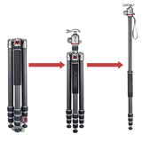 JUSINO Profi Traveller Karbon-Stativ Monopodfunktion bis 182cm 18kg + Kugelkopf FGS-41 TK-324C