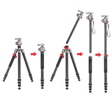 JUSINO Profi Traveller Karbon-Stativ Monopodfunktion bis 182cm 18kg + Kugelkopf FGS-41 TK-324C